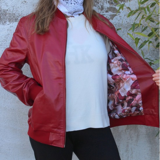 Bomber Jacket Zipped Red 